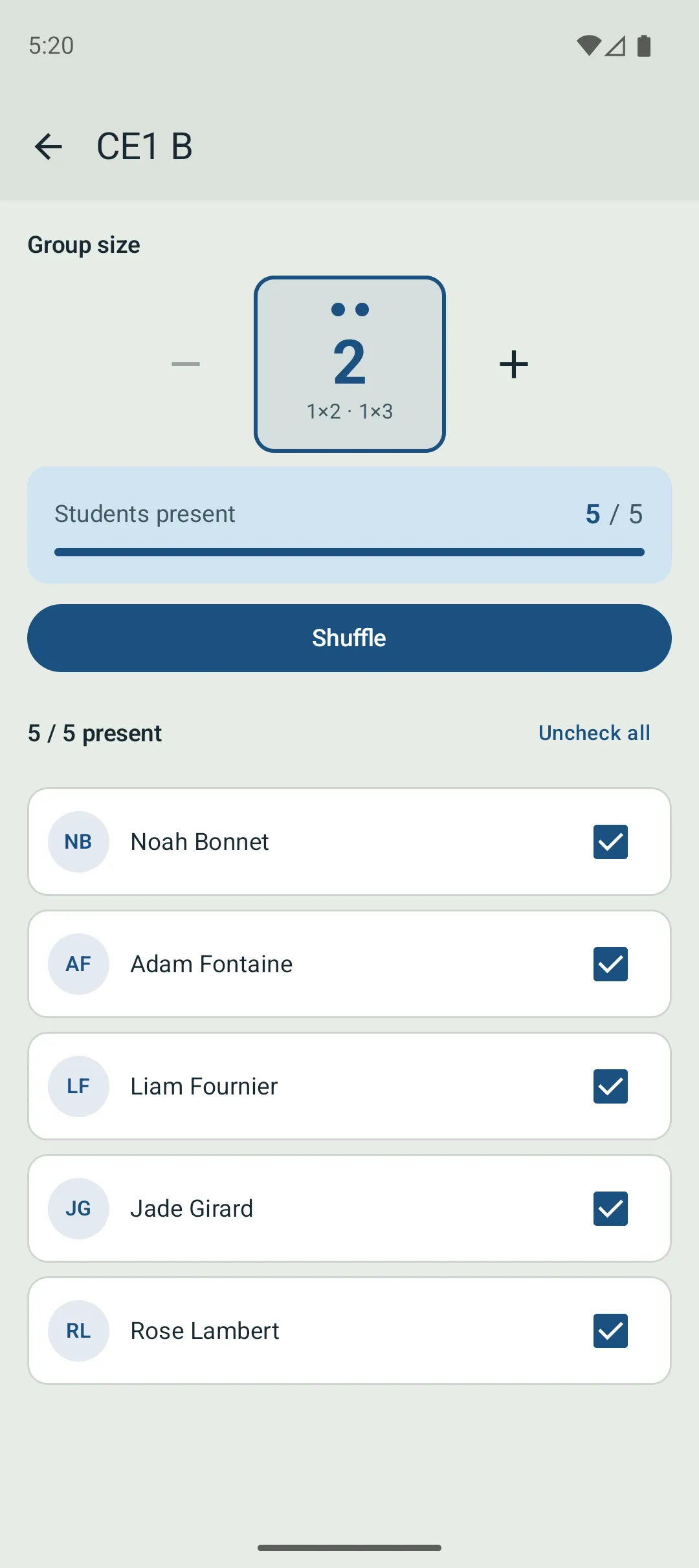 Draw and group configuration options