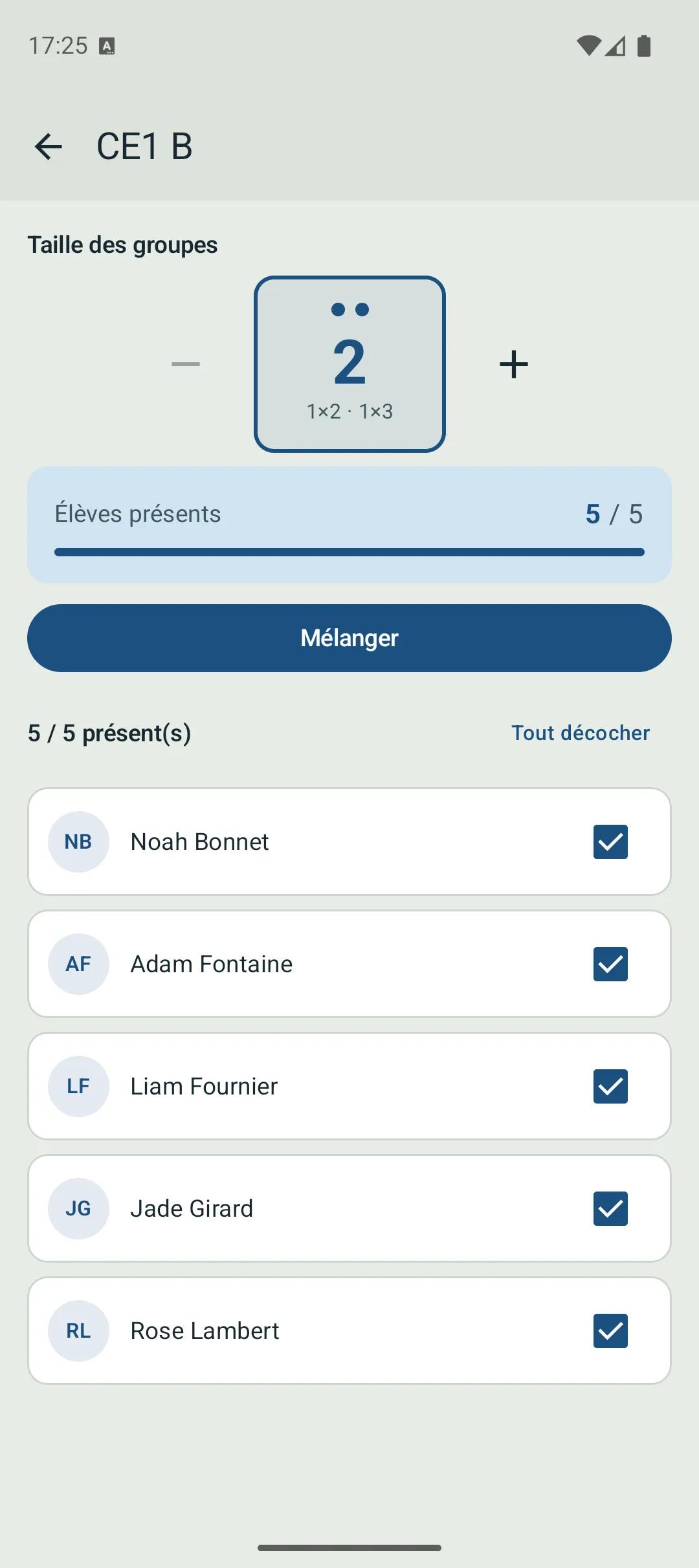 Options de tirage et de formation de groupes
