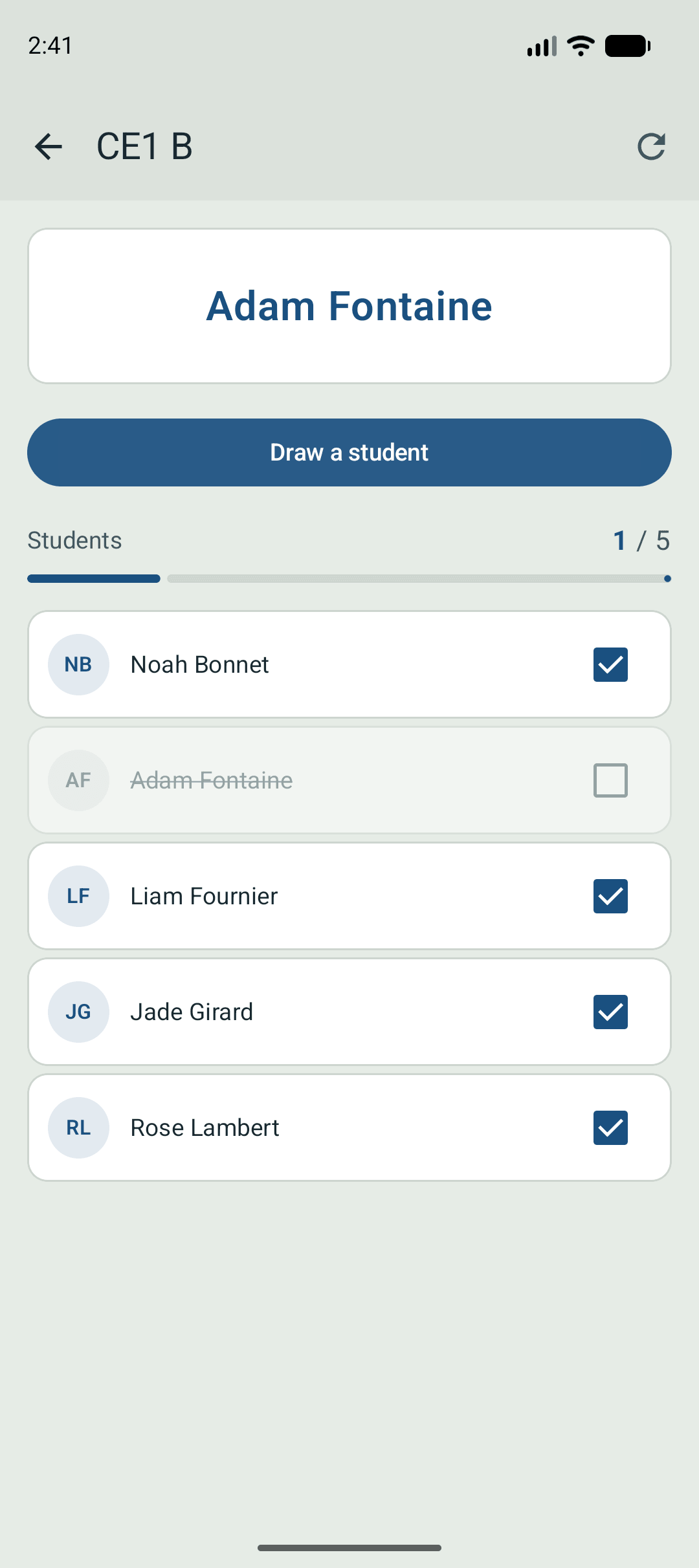 Application affichant un prénom tiré au sort