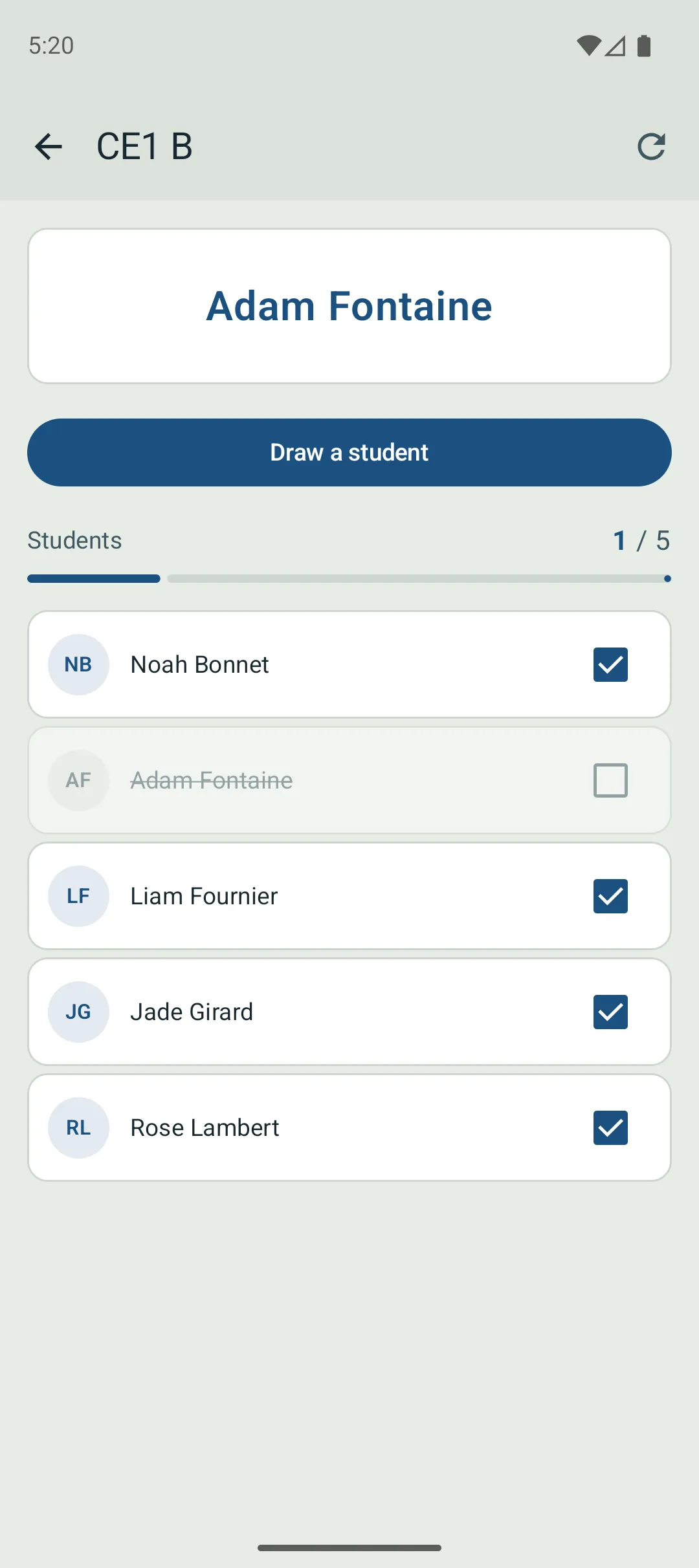 Application affichant un prénom tiré au sort