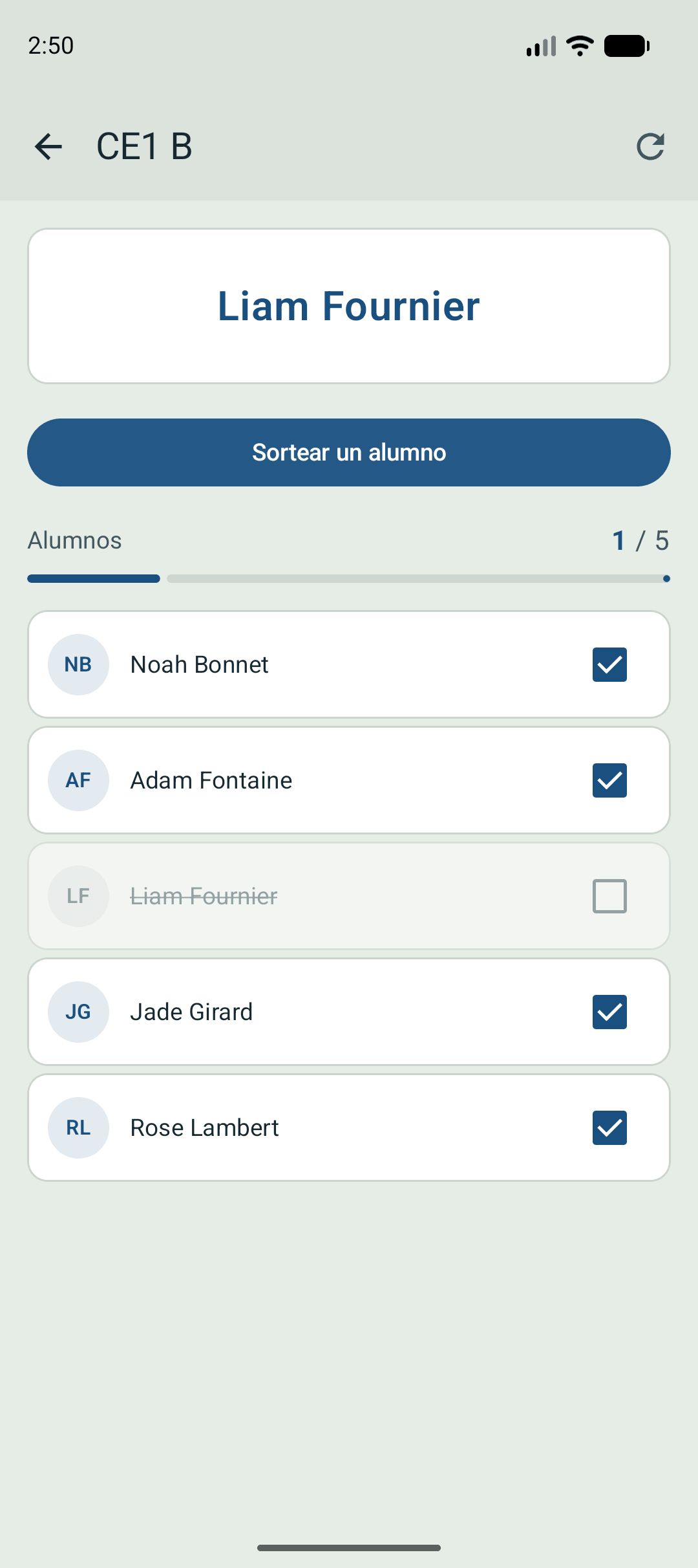Application affichant un prénom tiré au sort