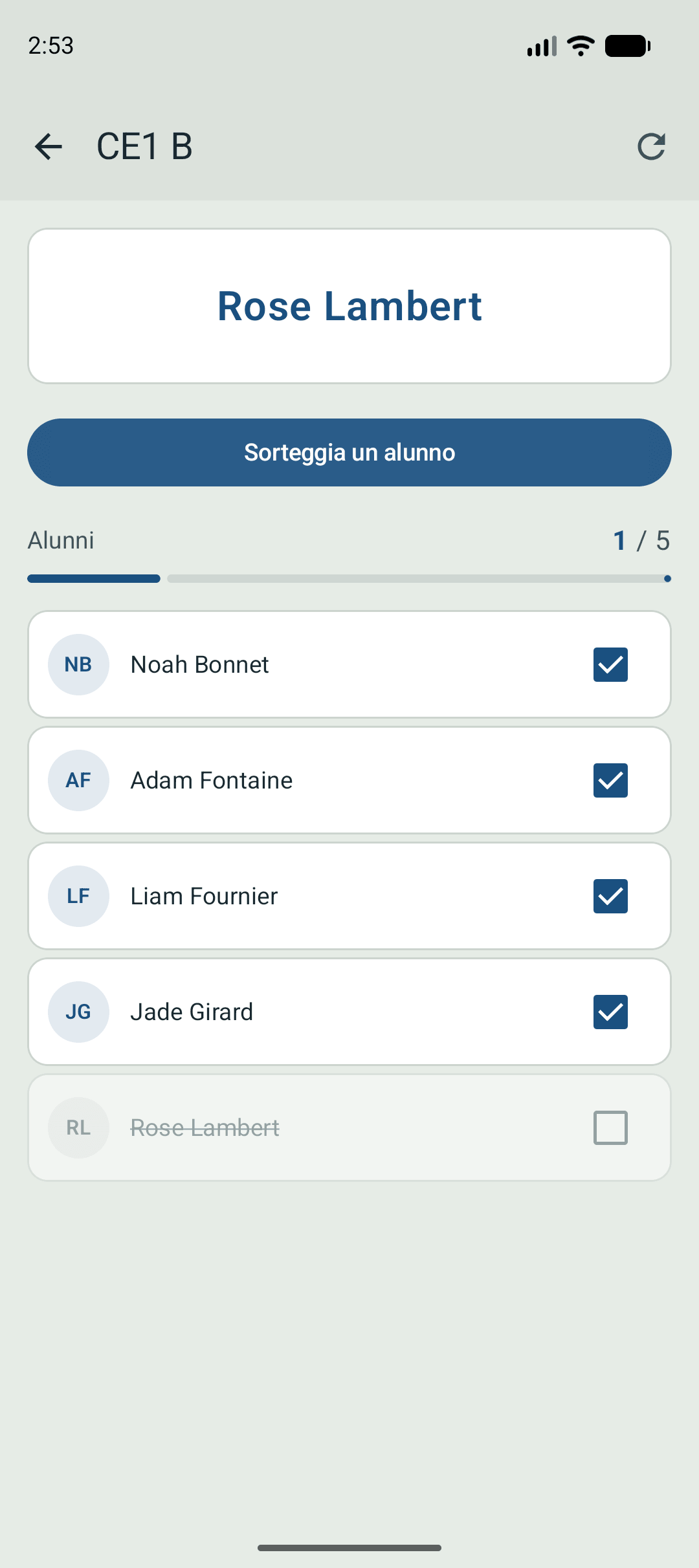 Application affichant un prénom tiré au sort