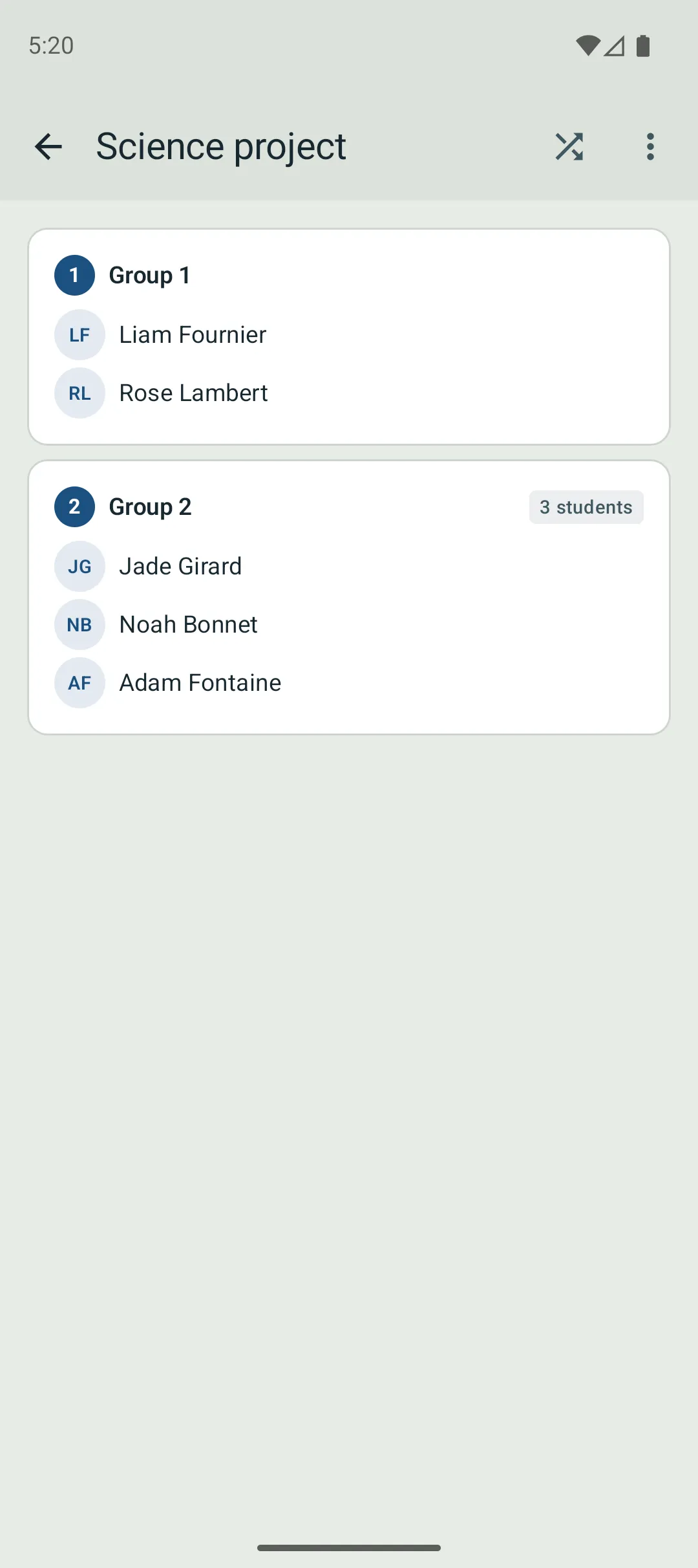 A group detail, ready to project